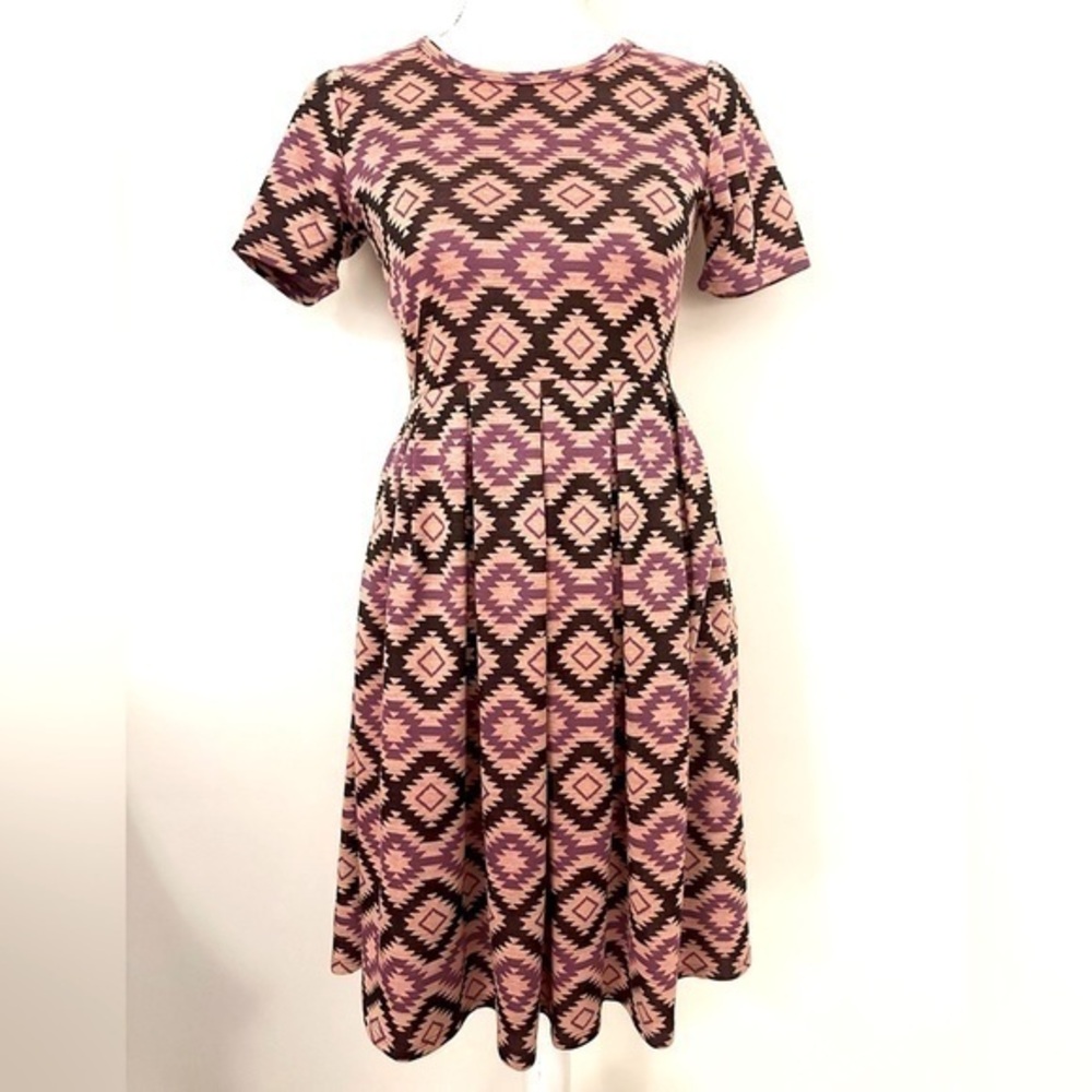 LuLaRoe Aztec Print Dress Peach and Purple Size Small